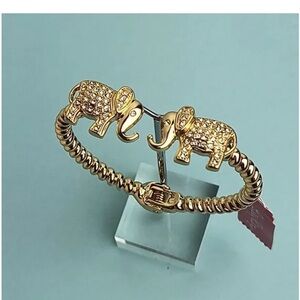 Lilly Pullitzer Hinged Bracelet Twist E Elephant Gold Tone Sparkling